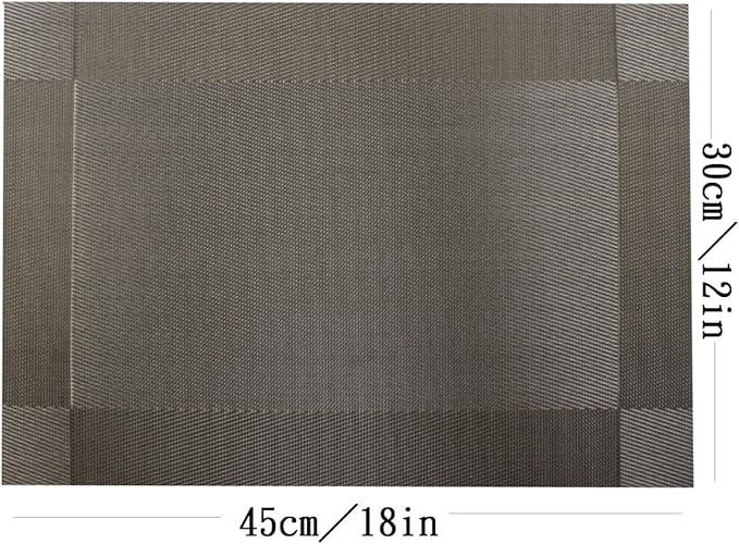 Placemats Set of 4 Washable Easy to Clean Woven Vinyl Placemats for Kitchen Table Woven Table placemats Mats 12x18 inches (Grey)