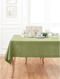 Solino Home Linen Tablecloth 60 x 144 Inch - Classic Hemstitch 100% Pure Linen Moss Green Table Cloth for Rectangle Tables - Machine Washable Tablecloth for Winter, Spring, St Patricks Day, Easter