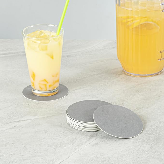 Restaurantware Paper Coasters 1000 Pack of 3.5 Inch Disposable Beverage Coasters Absorbent for Hot and Cold Drinks Gray Coffee Cup Essentials for Table Decor, Kitchen, Home Patio or Living Room