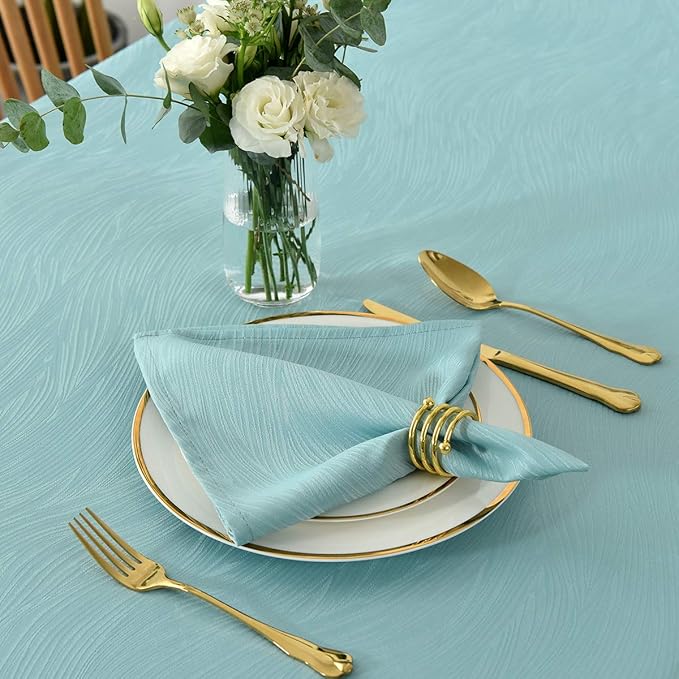 maxmill Jacquard Cloth Napkins 20 x 20 Inch with Hemmed Edges Swirl Pattern Soft Comfortable and Luxury Serviette for Family Dinners Weddings Parties and Banquets Set of 4 Turquoise