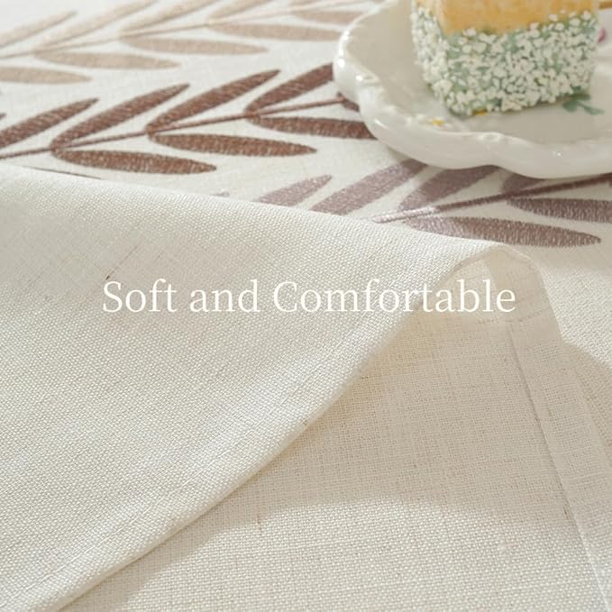 Zobesta Linen Table Cloth Rectangle Table 120 x 53 Inch, White Table Cover Heavy Weight Washable Farmhouse Soft Boho Tablecloth Rectangular for Outdoor, Kitchen