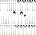 Silverware Set for 8,45 Pieces Forged Stainless Steel Flatware Set Cutlery Set,Heavy Duty and Modern Desgin,Fancy Tableware Cutlery Set for Home,Restaurant (Silver Cube 45)