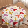 Mid Century Modern Round Tablecloth, Vintage Abstract Colorful Geometrics Modern Art Tablecloth for Home Party Dining Room Kitchen Decor 60Inch(152cm)