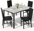 Hooseng Dining Table Set for 4, Faux Marble Small Kitchen Table Chairs Set of 4 with Luxurious Button Tufted Dinner Chairs for Kitchen and Dining (Gray)