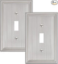 2-Pack Single Toggle Light Switch Cover Plate, Durable Solid Zinc Alloy Decorative Switch Plate Covers, Brushed Nickel 1 Gang Wall Plate, Corrosion Resistant