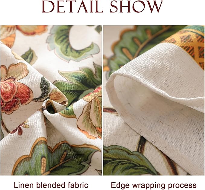 patdrea Designer Vintage Linen Rectangle Tablecloth,Provencal Rustic Floral Pattern Tablecloths,Decorative Table Cover Cloth for Kitchen,Dining Room,Tea Party,Home,Christmas,55"*87"
