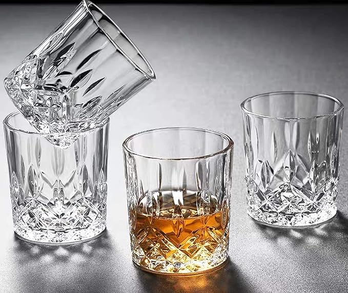 Set of 4 Crystal Whiskey Glasses - 11 oz Double Old Fashioned Tumbler, Perfect for Bourbon, Vodka, and Cocktails (Set of 4)