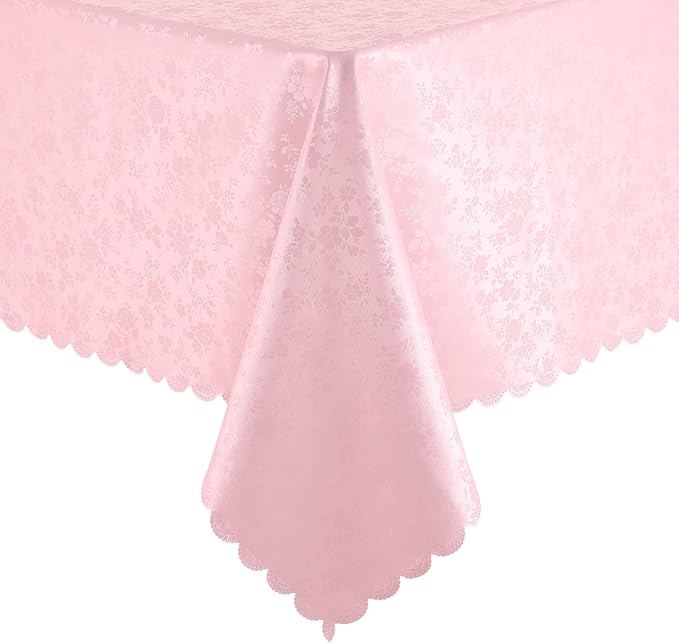 Smiry Rectangle Table Cloth, Waterproof Heavy Duty Vinyl Tablecloths, Wipeable Washable Table Cover for Kitchen, Dining Room & Valentines(Pink, 60" X 84")