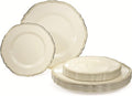 " OCCASIONS " 50 Plates Pack (25 Guests)-Heavyweight Wedding Party Disposable Plastic Plate Set -25 x 10.25'' Dinner + 25 x 7.5'' Salad/dessert plates (Rochelle Ivory and Gold)