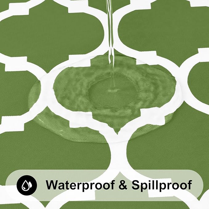 Smiry Rectangle Tablecloth, Waterproof Vinyl Tablecloths with Flannel Backing for Rectangle Tables, Wipeable Spillproof Plastic Tablecloth for Dining, Camping, Indoor and Outdoor (60"x84", Green)