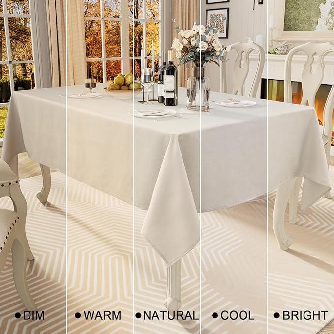 Smiry Square Table Cloth Linen Textured, Waterproof Spillproof Anti-Wrinkle Burlap Tablecloth, Washable Decorative Fabric Table Cover for Dining, Party, Banquet, 60 x 60 Inch, Beige