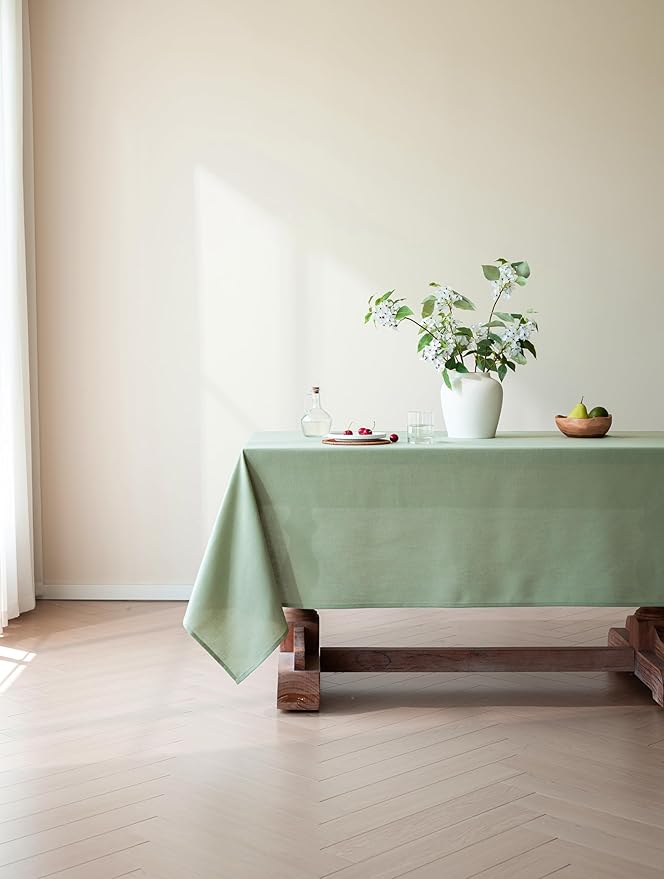 Sage Green Linen Table Cloths for 8 Foot Rectangle Tables Farmhouse Neutral Tablecloth Rectangular Kitchen Decoration Dining Table Cover Washable 60x120
