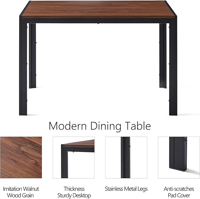 Dining Room Set for 4, 47" Rectangular Table with Durable MDF Tabletop Easy Clean & 4 Elegant Velvet Dining Chair Upholstered Living Chair with Backrest for Dining Room, Restaurant
