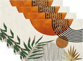 Mid Century Placemats 12x18 Inches Set of 4, Modern Boho Green Orange Tropical Leaf Decorative Rectangle Table Mats for Party, Home Kitchen,Dining Table Decoration