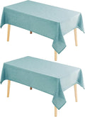 Hiasan 2 Pack Faux Linen Rectangle Tablecloth - Wrinkle and Stain Resistant Washable Table Cloth for Kitchen Dining Room Holiday Table Cover for Party Dinner, Aqua, 54 x 80 Inch