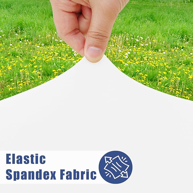 Spandex 5 Foot Rectangle Table Cloth 2 Pack, Elastic Fitted Tablecloths for Picnic, Stretch Washable Patio Table Cover for Outdoor, Camping, Banquet and Parties (White, 36"x60")