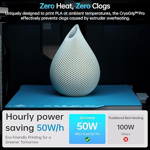 BIQU CryoGrip Pro Frostbite for Bambu-Lab P1S/P1P/P2S/X1C/X1E/A1 257x257mm Cold Build Plate Room Temperature Print Double Sided Upgrade Plate Removable Surface Platform