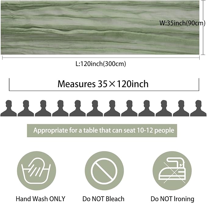 12 Pack 10Ft Cheesecloth Table Runner 35x120 Inch Boho Gauze Table Runner Cheese Cloth Long Romantic Table Runners for Wedding Bridal Shower Birthday Party Table Decor (Dusty Sage Green)