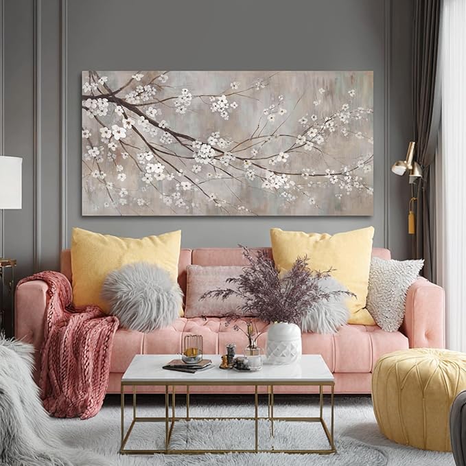 XIANSHOU Flowers Wall Art Plum Blossom Artwork Nature Wall Decor Canvas Prints Pictures Large Poster Arts 24"x48"