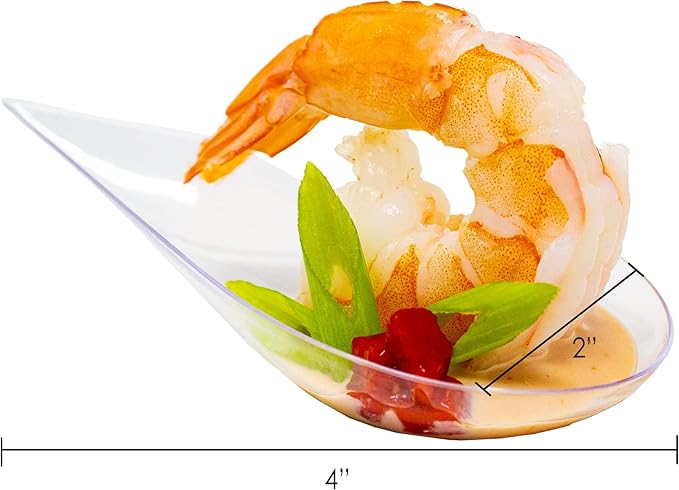 48 Pack Tiny Tear Spoon Clear Mini Appetizer Plates Mini Plastic Dessert Spoons Professional-Grade Recyclable Party Small Serving Platter Clear Disposable Plates Serving Tray for Events CMJJ