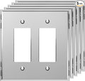 LIDER Reflective Acrylic Decorator Wall Plate, Mirrored Light Switch Plate, Plexiglass Outlet Cover, Acrylic Glass, Oversized 2-Gang 5.25" x 5.25", LWP-32O-ASV5P, Silver, 5 Pack