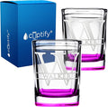 Personalized Glasses Set of 2 Initial and Name 2oz Pink Bottom Etched Square Shot Glass Engraved with Custom Text Birthday or Christmas Gift for Women