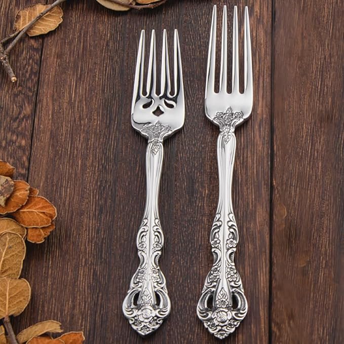 TWEE Luxury Fine Silverware Set for 8 Flatware Set 40 Pieces Relief Sculpture Openwork Design Elegant Tableware Set 18/10 Stainless Steel Cutlery Set Utensil Sets for Home Restaurant Dishwasher Safe