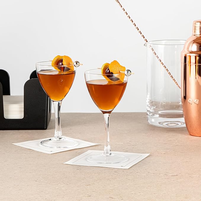 Restaurantware-Vetri 5 Ounce Nick And Nora Glasses, 6 Dishwashable Martini Glasses - No Lead, Vintage Inspired, Clear Glass Cocktail Drinkware, For Hosting Parties, Serve Whiskey, Gin And More