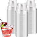 Gejoy 9 oz Rimmed Swirl Plastic Cups Disposable Wine Drinking Cups Clear Elegant Halloween Tumblers for Christmas Party Supplies(Silver,100 Pcs)
