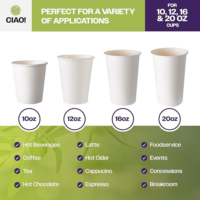 CIAO! 10-24 oz. (90mm) Coffee Cup Sipper Black Dome Lid, 1,000 Count