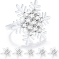 ZeeDix Set of 6 Christmas Snowflake Napkin Rings for Dinning Table Setting- White Rustic Dinner Tables Setting Decoration for Wedding Receptions, Christmas Holiday Party Dinner Parties
