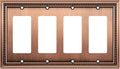 Henne Bery Sunken Pearls Heavy Duty Decorative Wall Plate Switch Plate Outlet Cover (Quad Decorator, Antique Copper)