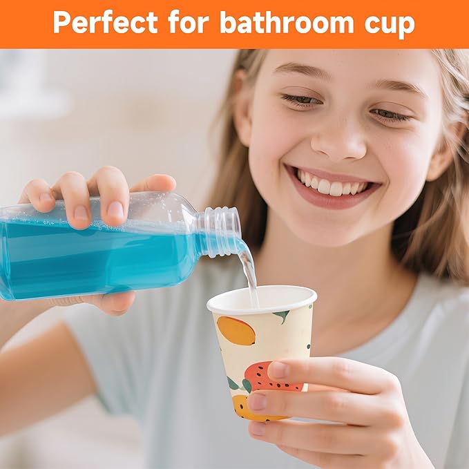600 Pack 3 oz Bathroom Cups, Disposable Paper Cups with Rolled Rim, Small Paper Mouthwash Cup for Guest Bathrooms, Vanity & Office Use, Off-white