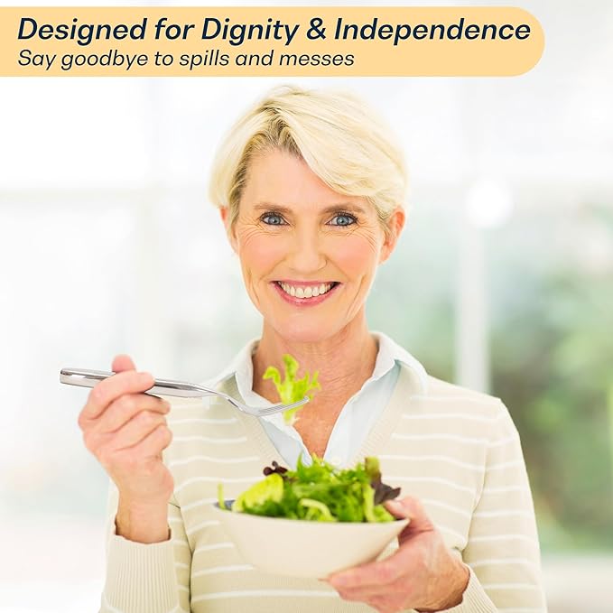 Weighted Utensils for Hand Tremors and Parkinsons, Arthritis, Weak Hand Grip - Weighted Silverware for Hand Tremors - Adaptive Utensils for Elderly - Parkinsons Aids for Living Parkinsons Gadgets Gift