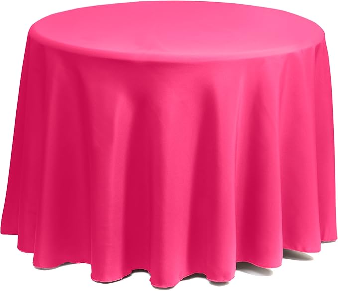 Gee Di Moda Round Tablecloth - 120 Inch Fuchsia Round Table Cloth for 60 to 96 Inch Round Tables - Heavy Duty Washable Fabric - for Buffet Table, Holiday Party, Dinner, Wedding & Baby Shower