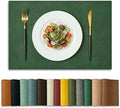 Artoid Mode Green Faux Leather Placemats Set of 4, 12x18 Inch Waterproof Wipeable Heat Resistant Vinyl Place Mats, Reversible Table Mats for St. Patrick's Day Dining Decor