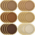 48 Pcs Brown Paper Plates 9 Inch Gradient Brown Scalloped Paper Disposable Dinner Dessert Plates for Birthday Wedding Bridal Party Supplies, 6 Colors
