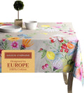 Maison d' Hermine Table Cloth Rectangle Table 100% Cotton 70 x 108 Inches Tablecloth Reusable Decorative for Dining Room Farmhouse Home Valentines Day Decorations Spring Summer - Jardin D'Ete - Fog