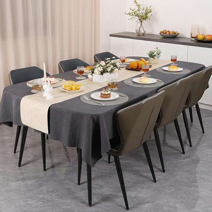 Myir JUN Reversible Vinyl Round Placemats Set of 6, Faux Leather Place Mats Dual Sided Waterproof Wipeable, Heat-Resistant Table Mats for Kitchen Dining Indoor Outdoor (14", Light Gray Cream-White)