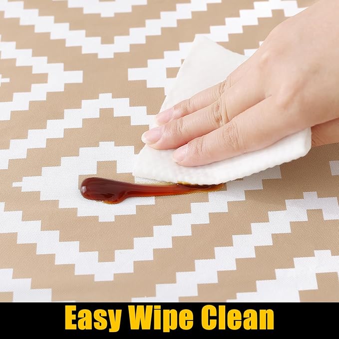 Smiry Rectangle Table Cloth Cover, Waterproof Elastic Fitted Picnic Tablecloth for 6 Foot Tables, Wipeable Flannel Backed Vinyl Tablecloths for Camping, Dining, Outdoor (Khaki, 30" x 72")