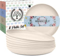 Homienly Wheat Straw Plates 8 PCS Unbreakable Dinner Plates - 10 inch Dishwasher & Microwave Safe Plastic Plates Reusable Lightweight Roud Plates, Plates for Kitchen, Dinner, Outdoor,Picnic (Beige)