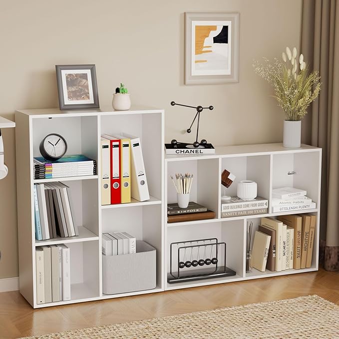 Cube Storage Organizer,Closet Organizers and Storage,Cube Reversible Bookshelf,Storage Shelf for Living Room,Home Office,Dining Room(White, 5-Cube)