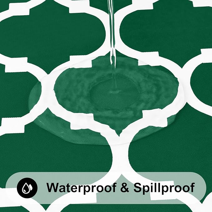 Smiry Rectangle Table Cloth, Waterproof Vinyl Tablecloth with Flannel Backing for Rectangle Tables, Wipeable Spillproof Plastic Tablecloths for Dining, Indoor and Outdoor (60"x120", Emerald Green)