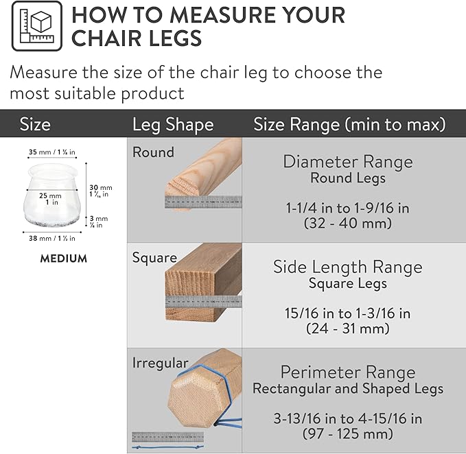 Aneaseit Chair Leg Floor Protectors - 16 pcs Brown - Felt Bottom Silicone Pads for Hardwood Floors & Furniture Feet - Rubber Caps for Chairs - Medium