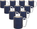 DISCOUNT PROMOS Stainless Steel Mugs with Carabiner Handle 10 oz. Set of 10, Bulk Pack - Perfect for Coffee, Soda, Other Hot & Cold Beverages - Navy Blue