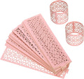 uxcell 100Pcs Napkin Rings Laser Cut Foil Paper, Napkin Holder Hollow Napkin Bands for Weddings Party Serviette Table Decoration Restaurant (Pink, 5.3 x 1.6)