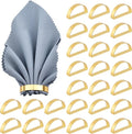 Peacoblue 30Pcs Gold Napkin Rings Holders Modern Stainless Steel Semicircle Napkin Ring Holders for Table Decor Settings, Vintage Napkin Ring for Wedding Christmas Thanksgiving Day Party