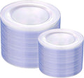 I00000 200PCS Clear Plastic Plates, Disposable Clear Plates for 100 Guests, Premium Dinner and Dessert Plate, Fancy Hard Plastic Party Plate for Birthday, Wedding & Party