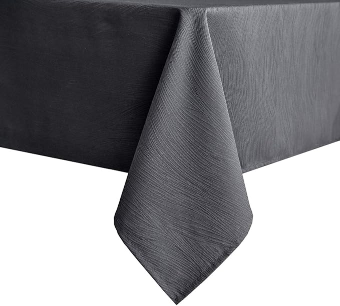 maxmill Square Table Cloth Swirl Design Water Proof Wrinkle Free Heavy Weight Soft Tablecloth Decorative Fabric Table Cover for Outdoor and Indoor Use Square 60 x 60 Inch Charcoal