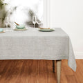 Solino Home Linen Tablecloth 60 x 144 Inch - 100% Pure Linen Oyster Grey Table Cloth for Rectangle Tables - Athena, Machine Washable Tablecloth for Spring, Easter